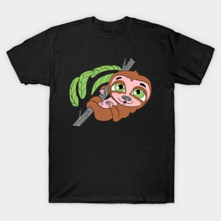 Funny Cute Hanging Relaxed Sloth T-Shirt